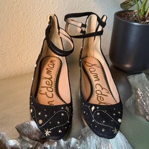 Sam Edelman Black Flats with Gold Accents